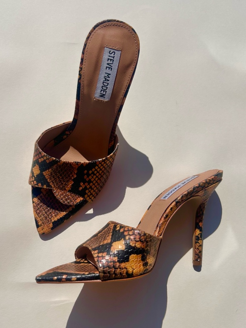 Steve Madden Snake Print Leather Mules